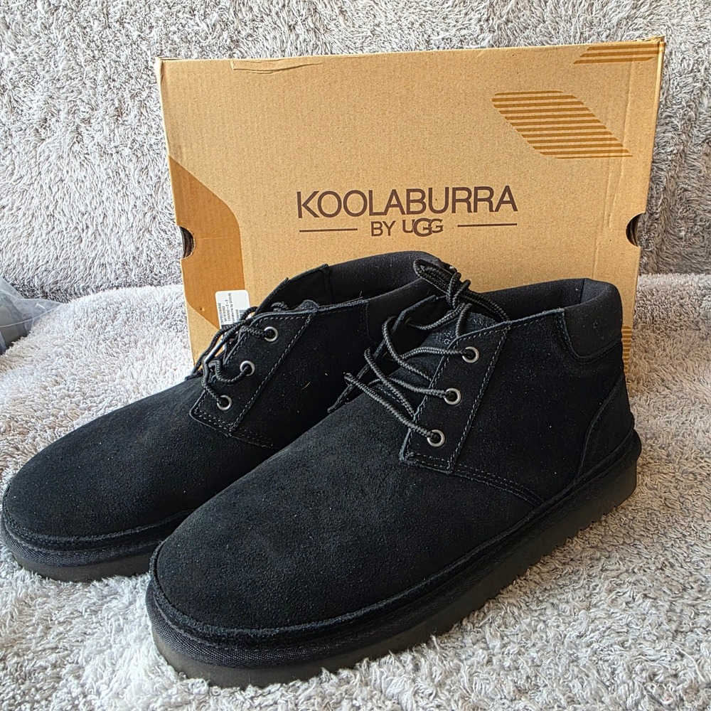 Koolaburra UGG Advay Black Suede Shearling Chukka Booties Womens 12 Lace‎ Up NEW
